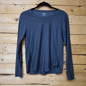 Old Navy Active Cloud Motion Go-Dry Long Sleeve Top Heather Navy Blue XS Petite